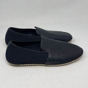 Eileen Fisher Espadrilles Flats Womens 9 M Black Leather Stretch Slip On Shoes